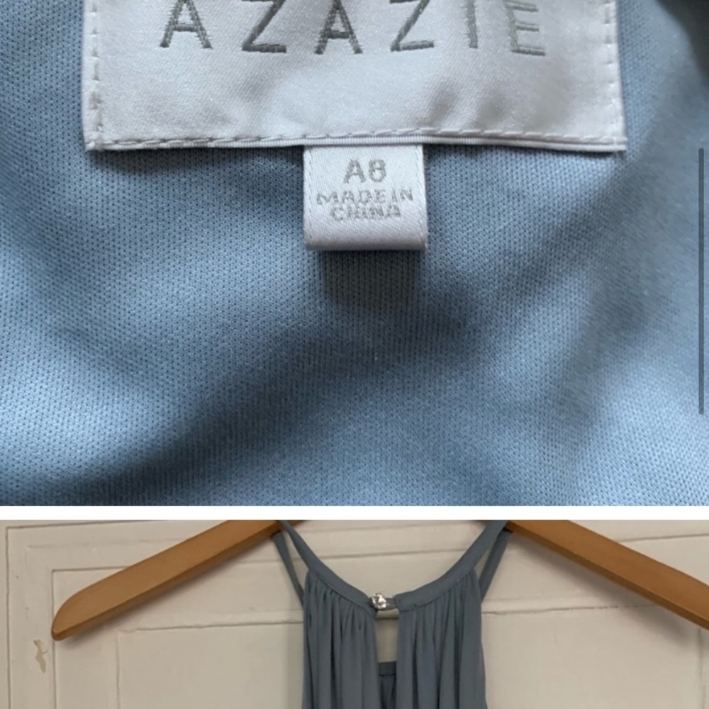 Azazie Blue Chiffon Bridesmaids Prom Maxi Dress - Picture 4 of 6